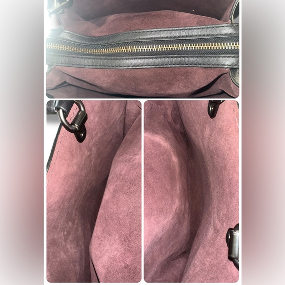 Coach 1941 Rogue 30 LEATHER Bag Satchel Shoulder Tea Rose Appliqué BLK Metallic - Picture 12 of 17